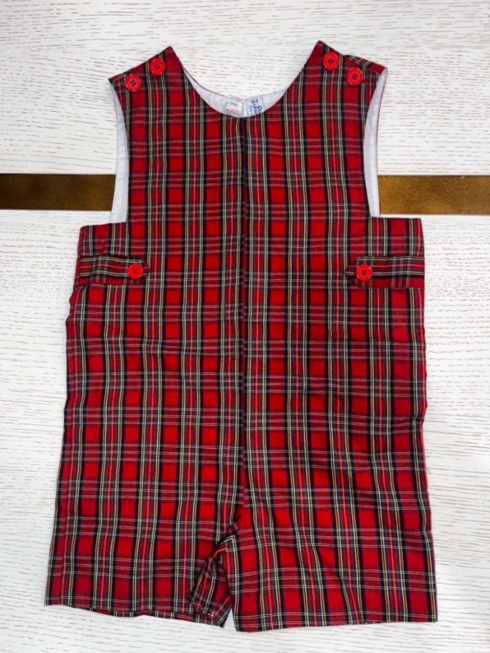 Orient Expressed Red & Green Plaid Romper – Size 3